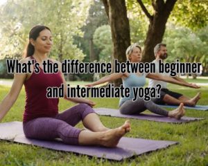 two beginners and an intermediate people having yoga