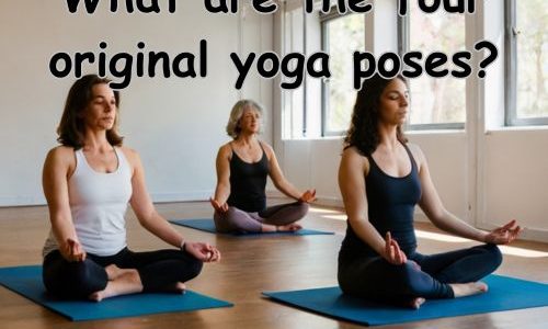 three women doing same yoga pose in a studio